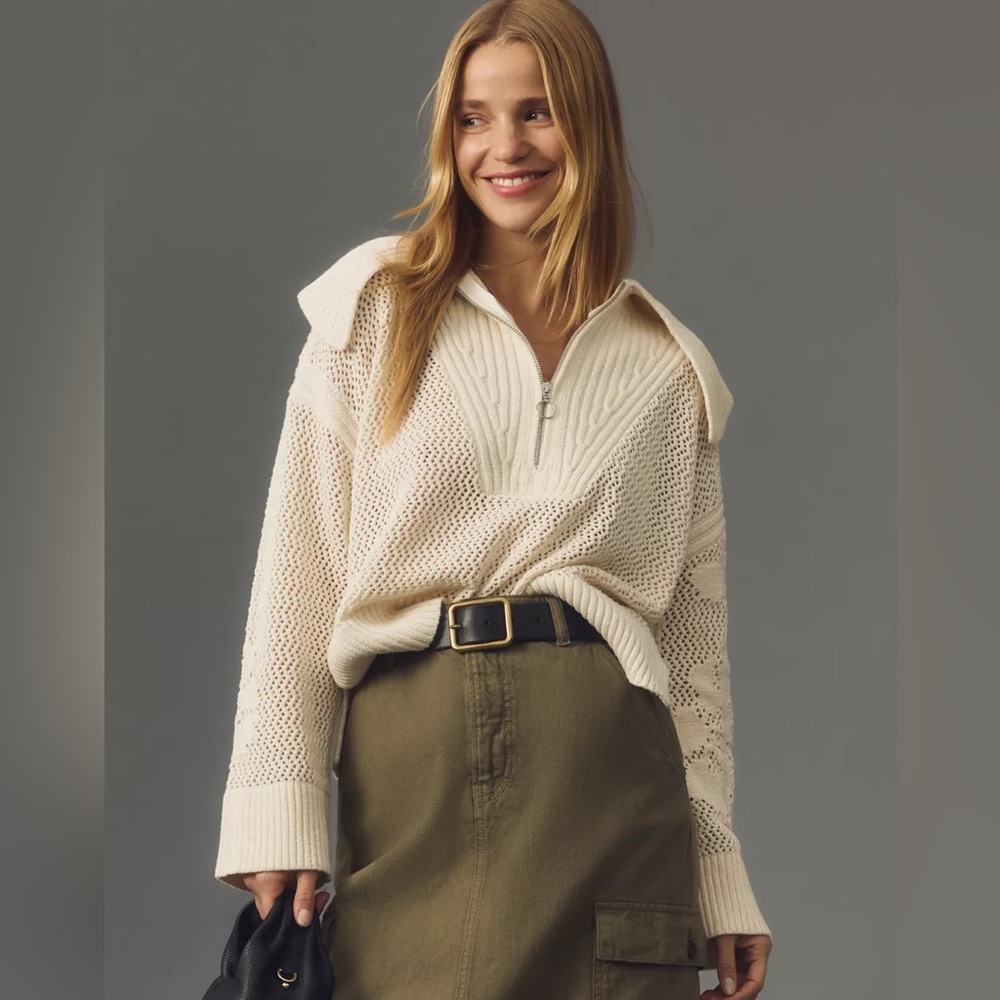 NWT Anthropologie Daily Practice Half Zip Sweater